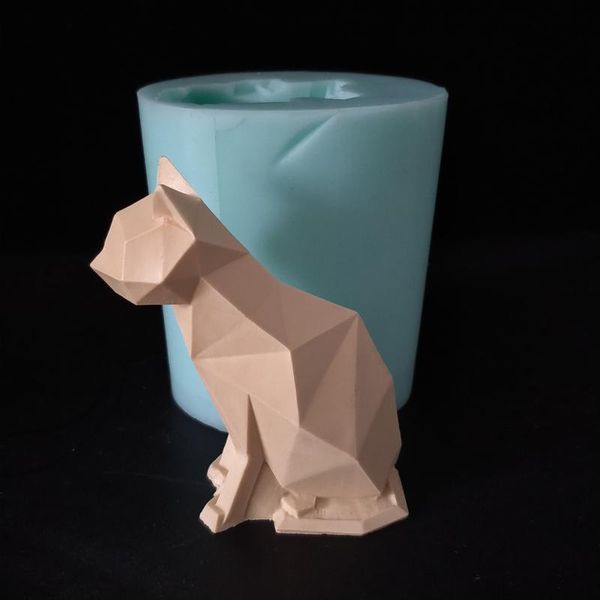 Backformen 3D-Tierkatzengeometrie Kätzchen Betonzementform Aromastein Manuelle DIY-Silikonkerze