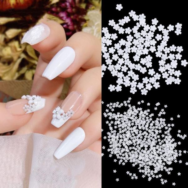 

nail art decorations 100/500pcs decoration diamond mini white five petal flower material package cute little resin, Silver;gold