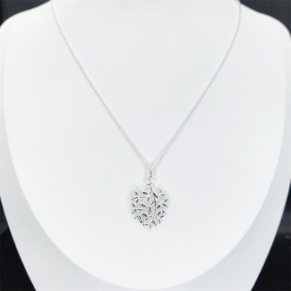 

chains 1:1 925 sterling silver necklace for women engraved olive leaf charm ladies party jewelry gifts 3 colors