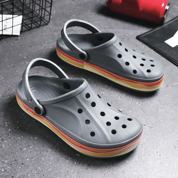 

comfortable swimming pool sandals summer outdoor beach shoes men slip on garden clocks casual water shower slippers new jjm7, Black