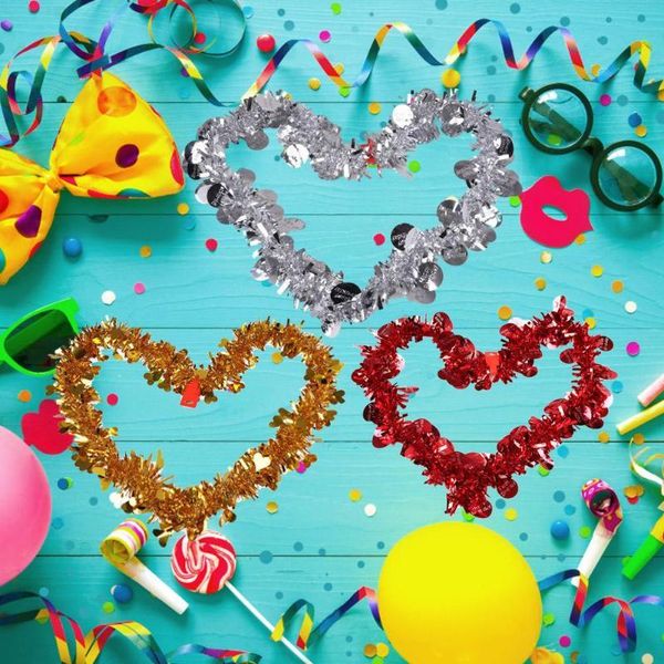 

party decoration heart shape tinsel garland ribbon bar shiny diy ornaments home festival birthday wedding valentines day