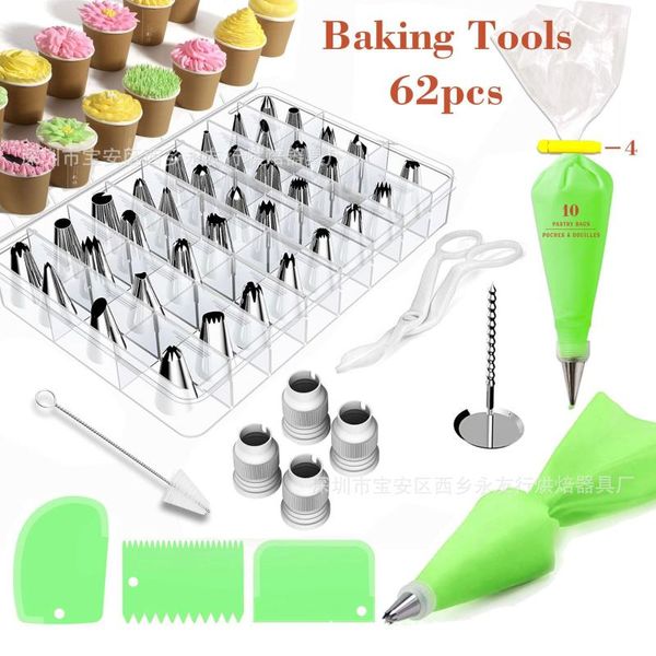 

baking & pastry tools 62pcs cake cookie dried bean biscuit icing stainless steel decorating mouth cream bag