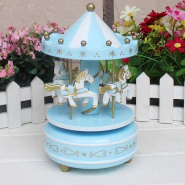 

decorative objects & figurines year gift musical wooden horse carousel music box birthday party boy girl game deskdecoration 11.5*11.5*1