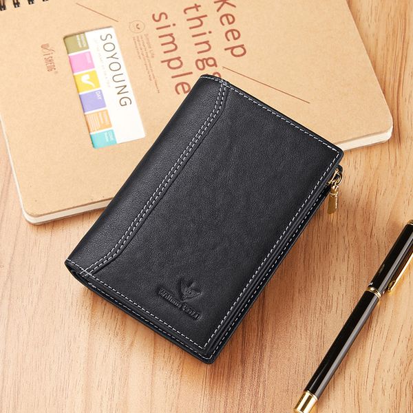 

leather mens wallet fashion multi-functional clip personalized fashion wallet, Brown;gray