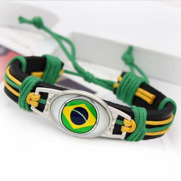 

souvenir portugal, peru, argentina, brazil, world flag players, cup leather bracelet