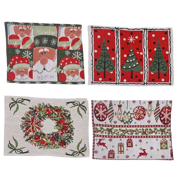 

table cloth 4pcs christmas placemats festive tableware decor creative knit mat