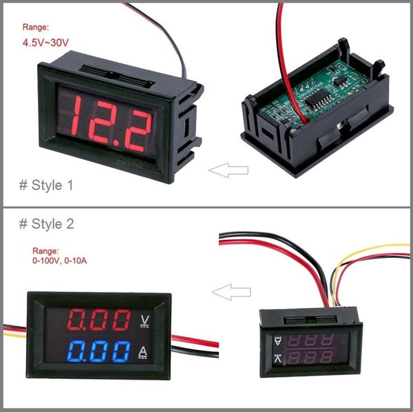 

DC 100V 10A Voltmeter Ammeter Blue Red LED Amp Dual Digital Volt Meter Gauge 4.5V to 30V Voltmeter Voltage Meter