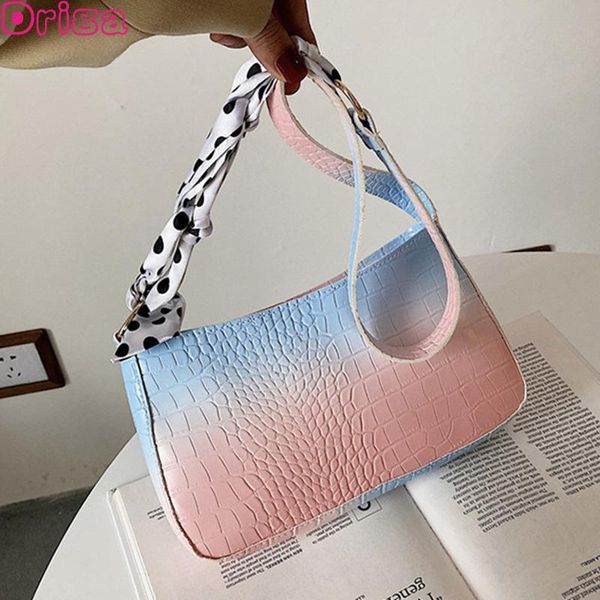 

evening bags driga ladies vintage handbags tote purse pu leather gradient color shoulder female daily silk scarf casual bag