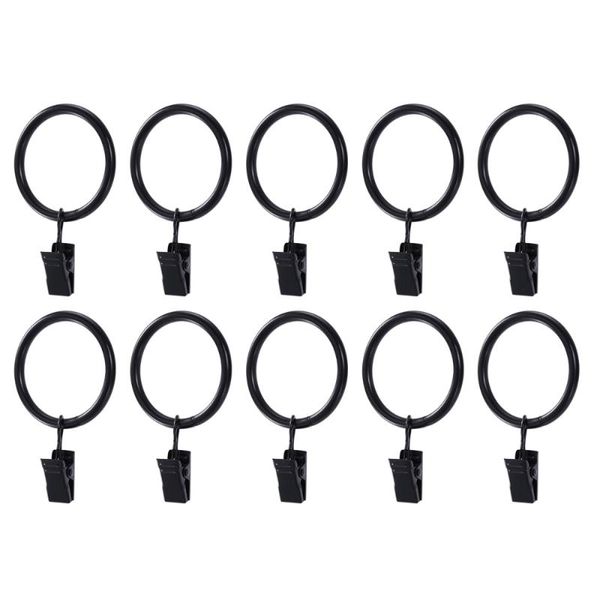 

20pcs vintage rustproof drapery ring with hook curtain clip ring (black)
