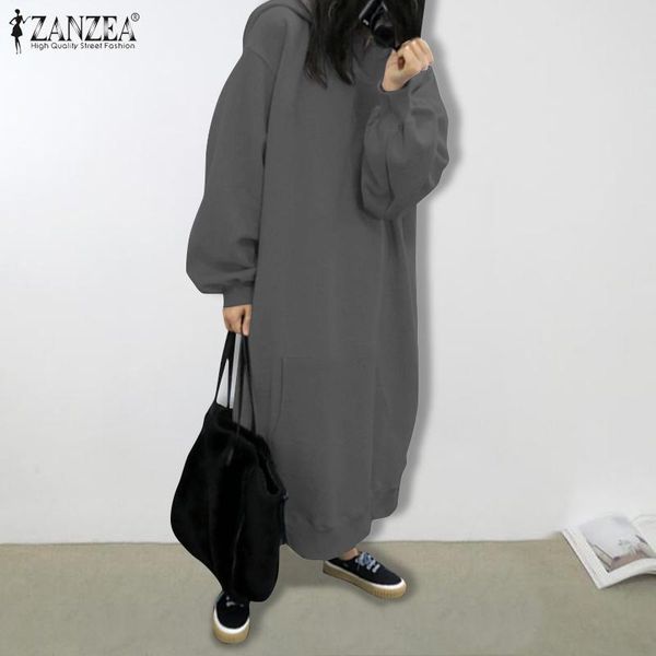 

casual dresses plus size women autumn dress long sleeve hooded sweatshirt hoodies sundress loose pullover vestidos, Black;gray