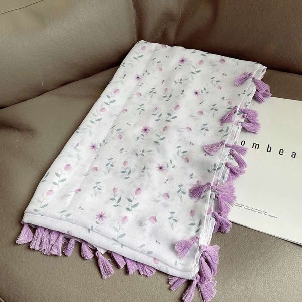 

summer hanfeng silk women's cotton and hemp hand feel rough edge scarf travel decorative gauze beach towel sunscreen shawl, Blue;black