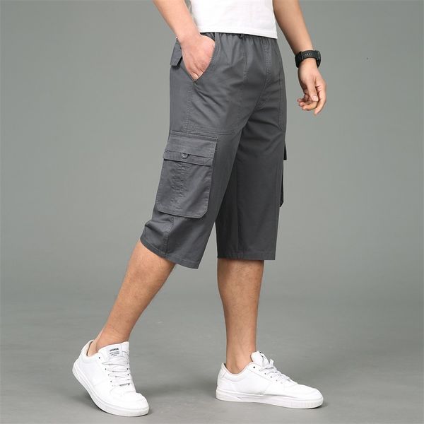 

2021 new men's trousers casual summer jogger in a straight line breathable male cotton calf-long long and high 6xl cargo camo viwm, Black