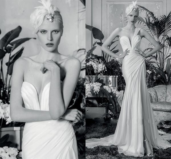 

new elegant one shoulder mermaid wedding es 2021 with side split pleats simple country beach bridal gowns vestido de noiva 6y2d, White