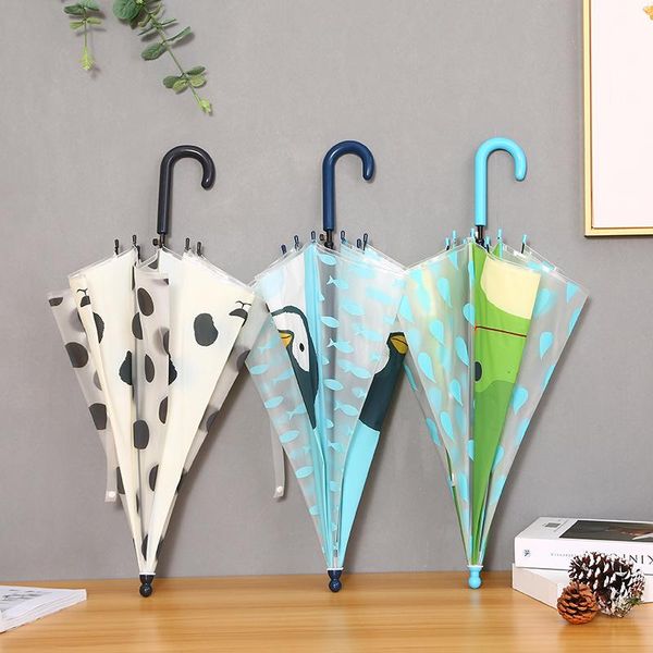 

umbrellas frosted animal children umbrella sunshade long handle straight cute cartoon kids sunny rain
