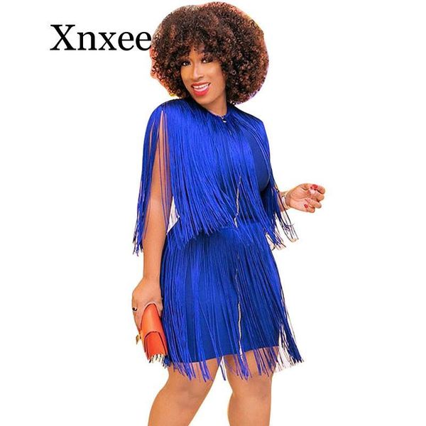 

casual dresses bodycon tassel dress women sleeveless zipper celebrity party elegant fringe mini club vestidos blue, Black;gray