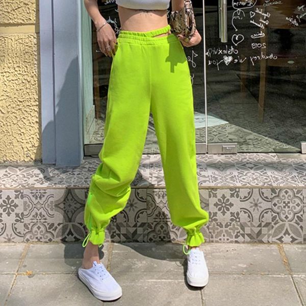 

women's pants & capris 2021 fluorescent green pant brighter loose casual split sport harun trousers gorgeous jogger legging hip hop str, Black;white