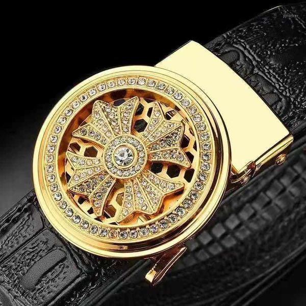 

belts the time goes by, men's genuine crocodile pattern belt metal automatic buckle1, Black;brown