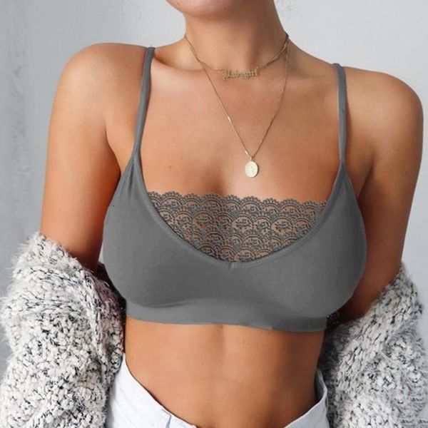 

tank women lace bralette lace elastic camisole crop tank vest solid color underwear aic88, White