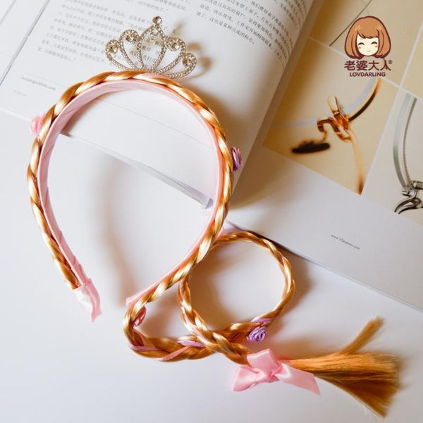 

hair accessories princess crown embedded rhinestone wig braid children's headband independent packaging blonde, Slivery;white