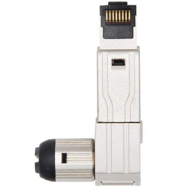 

computer cables & connectors 5 pcs rj45 full shielded zinc-alloy field plug 90 degree angled cat7 stp termination connector toolless type