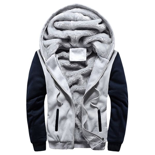 

new men hoodies winter thick warm fleece zipper men hoodies coat sportwear male streetwear hoodies sweatshirts men lj201222, Black