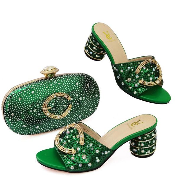 

dress shoes and bag set african sets gree color italian ladies decorated with rhinestone wedding, Black