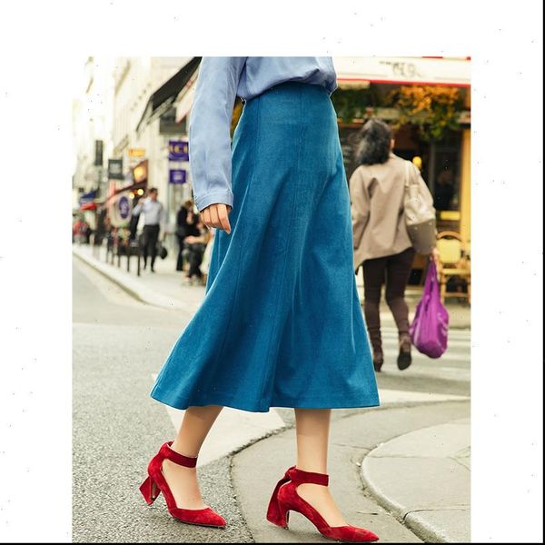 

spring autumn new arrival high waist literature vintage hongkong style leisure all match a line skirt drop shipping, Black