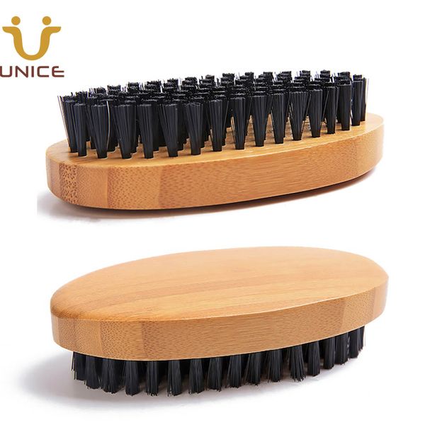 MOQ 100PCS LOGO personalizzato Spazzola per barba per capelli in bambù con setole ecologiche al 100% in nylon Spazzole per il viso senza animali per la toelettatura degli uomini