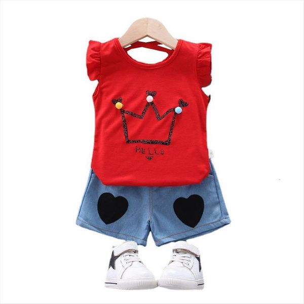 

fashion summer baby clothes suit children girls cartoon casual vest shorts 2pcs sets toddler sport clothing kids tracksuits, White