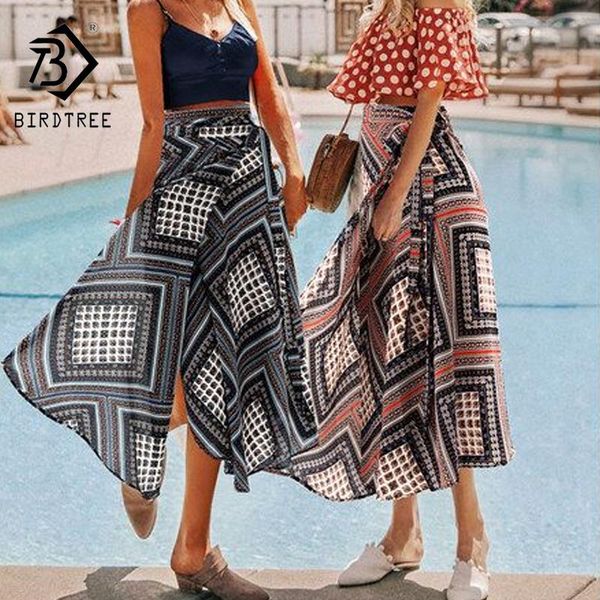 

skirts elegant casual beach bandage geometric patterns mid long skirt plus size 5xl 2021 spring summer b01220m, Black