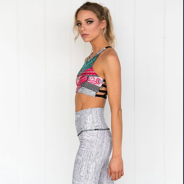 

fitness sets women yoga gym wear running clothing workout jumpsuits sports suit tracksuit crop leggings cross back, Gray