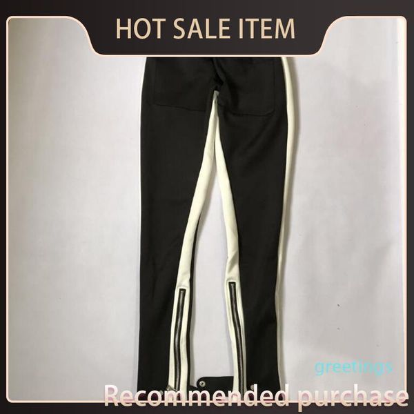 

side mens striped and track anke zip pocket fear long man pants zipper of god 2021 sweatpants retro trousers dawstring cjdoo, Black