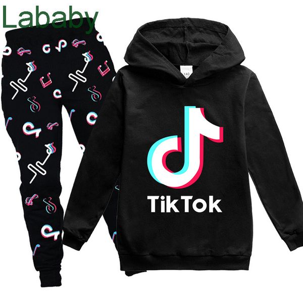 

100-170cm tiktok children tracksuits two pieces set designer 2021 new sweater trousers 2 suits outfits, White