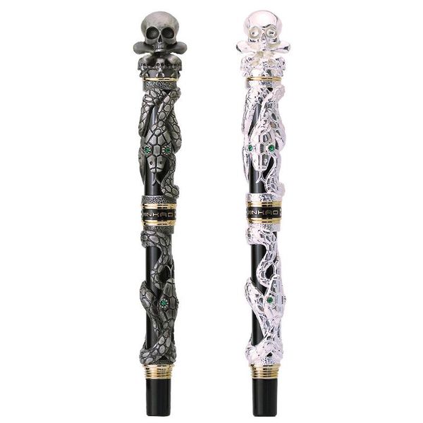 Bolígrafos Jinhao Full Metal Rollerball Pen Snake con Skull Skeleton Cap Heavy Ink Fine Point 0.5mm Office Business Writing