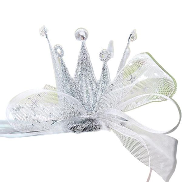 

hair accessories girls lace bowknot barrettes elegant large bow mini crown clips lovely decor headdress po props, Slivery;white