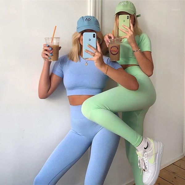 

yoga outfits 2 pieces set for women push up sports wear fitness workout running seamless gym clothes high waist leggings crop suits1, White;red