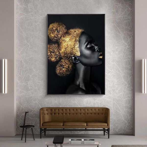 

paintings african woman black blonde hair canvas painting abstract figure prints and posters modern wall art picture for living room decor