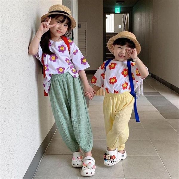 

summer newborn baby pants for boys girls clothing cotton trousers solid toddler mosquito kids loose casual, Blue