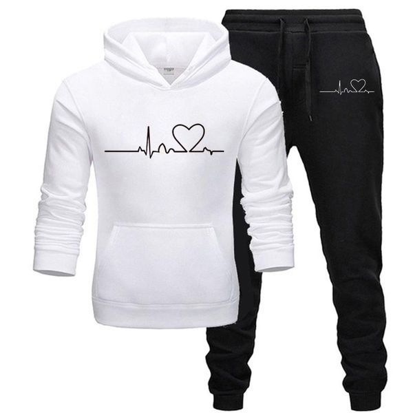 

casual two piece outfits pullover men hoodies and elastic waist jogger pants autumn winter tracksuit woman suit female sets 2021, Gray