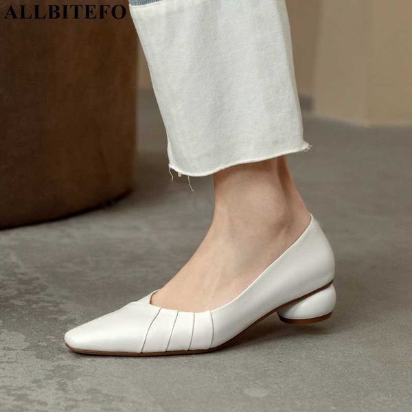 

allbitefo pleated fashion genuine leather high heels women basic shoes pumps light green high heel shoes women heels shoes 210611, Black