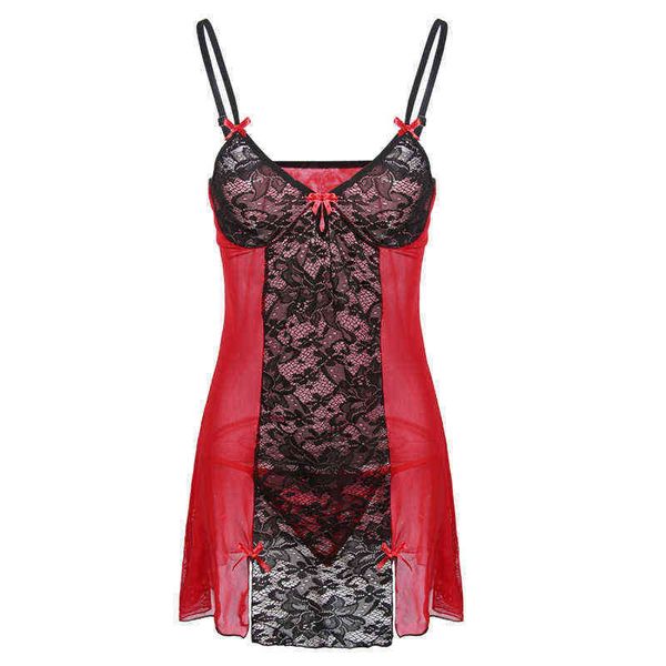 

nxy lingerie erotic plus size deep v neck women lace bow transparent dress porno costumes nightwear 1220, Red;black