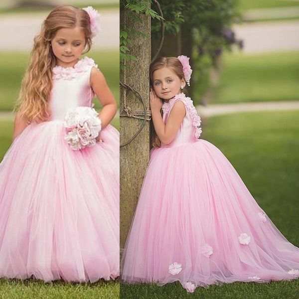 

girl's dresses lace flower girl vneck sash tulle pageant first communion prom ball gown princess baby party, Red;yellow