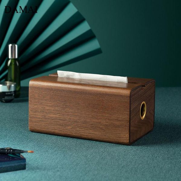 

walnut wood tissue box cover simple dinner table napkins holder deskpaper towel storage boxes home decoration modern