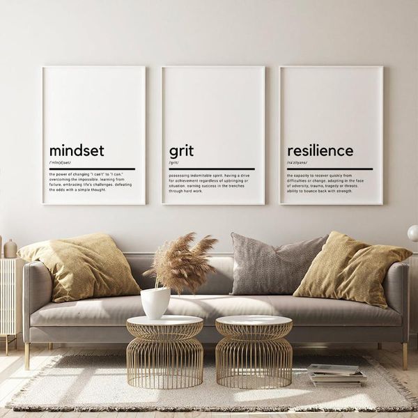 

paintings minimalist mindset grit resilience definition quotes posters and prints art canvas painting wall pictures for living room decor