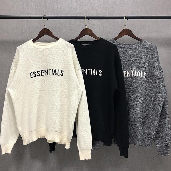 

double fear print god line certified loose high street essentials fog knitted of pullover sweater liidd, Black