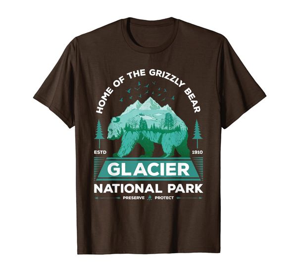 

glacier national park bear t-shirt, White;black