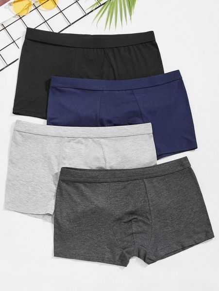 

men 4pcs solid boxer brief r14g#, Black;brown