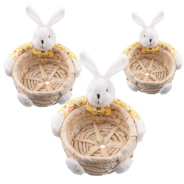

3pcs woven straw basket nesting basket storage bin sundries organizer