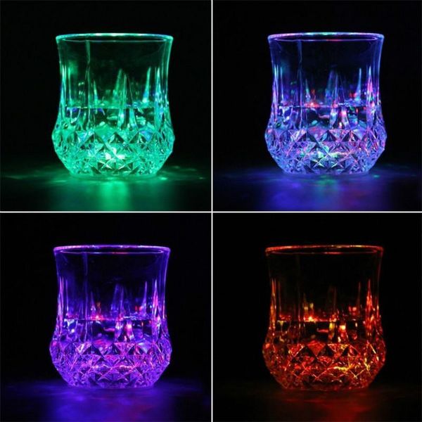 

cups & saucers creative coffee tea beer cup led inductive rainbow color flashing light glow drink club bar eco-friendly palstic