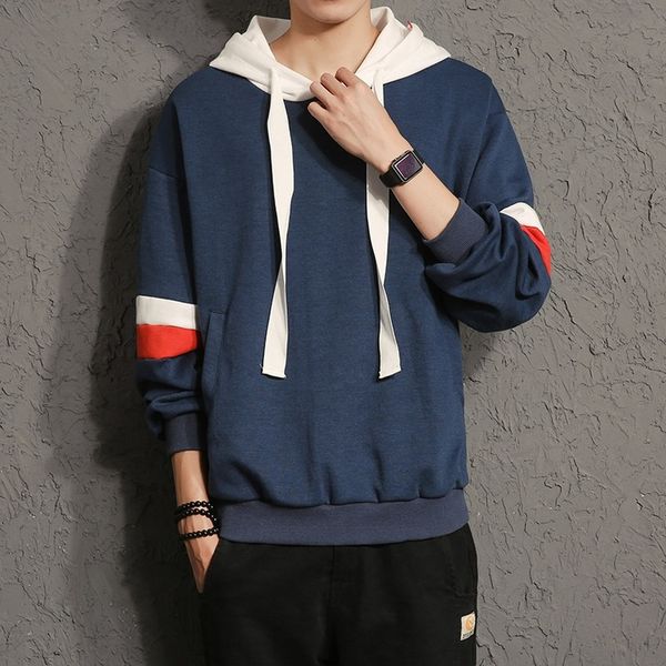 

spring sweater mens hooded size slim round neck fashion kg-664, Black